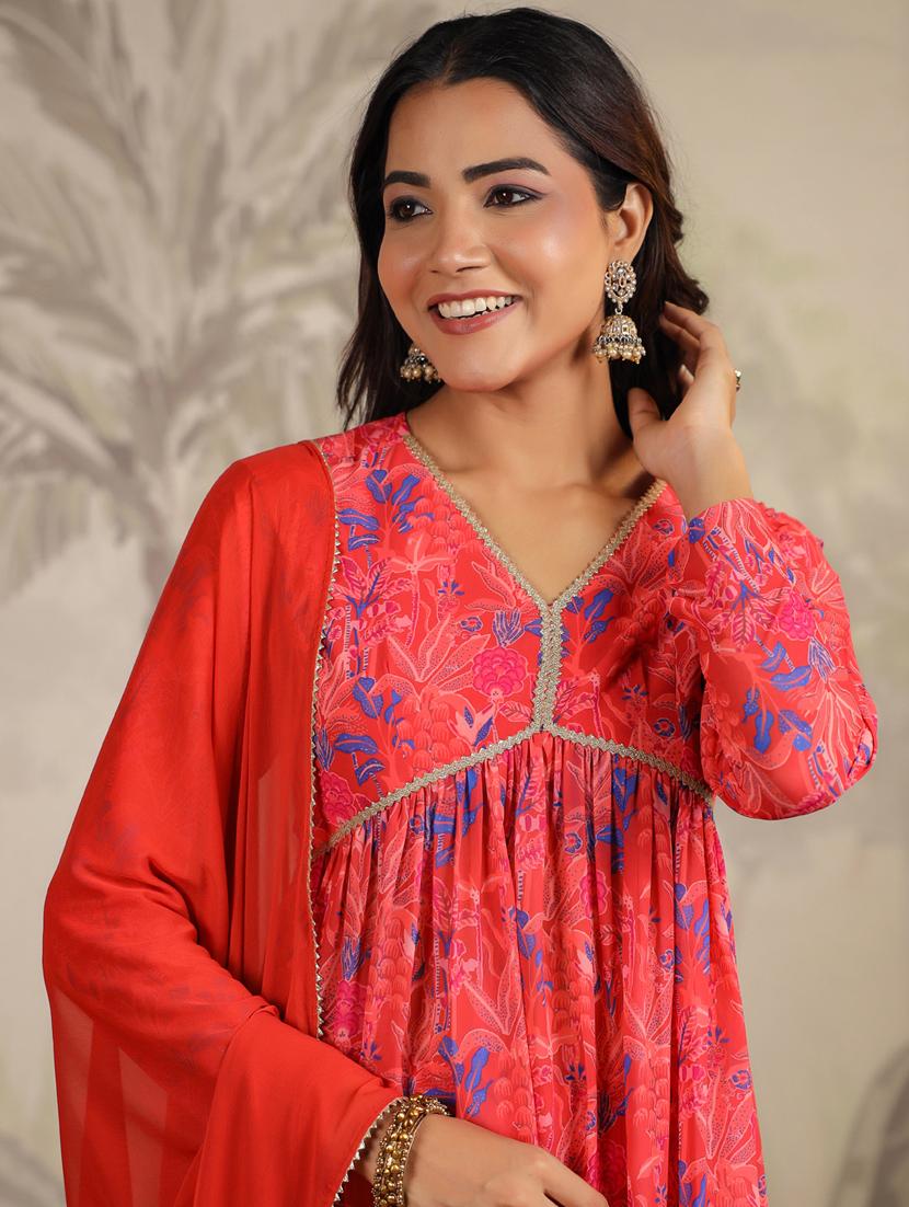 women red floral printed suit set - 21638174 - Standard Image - 5