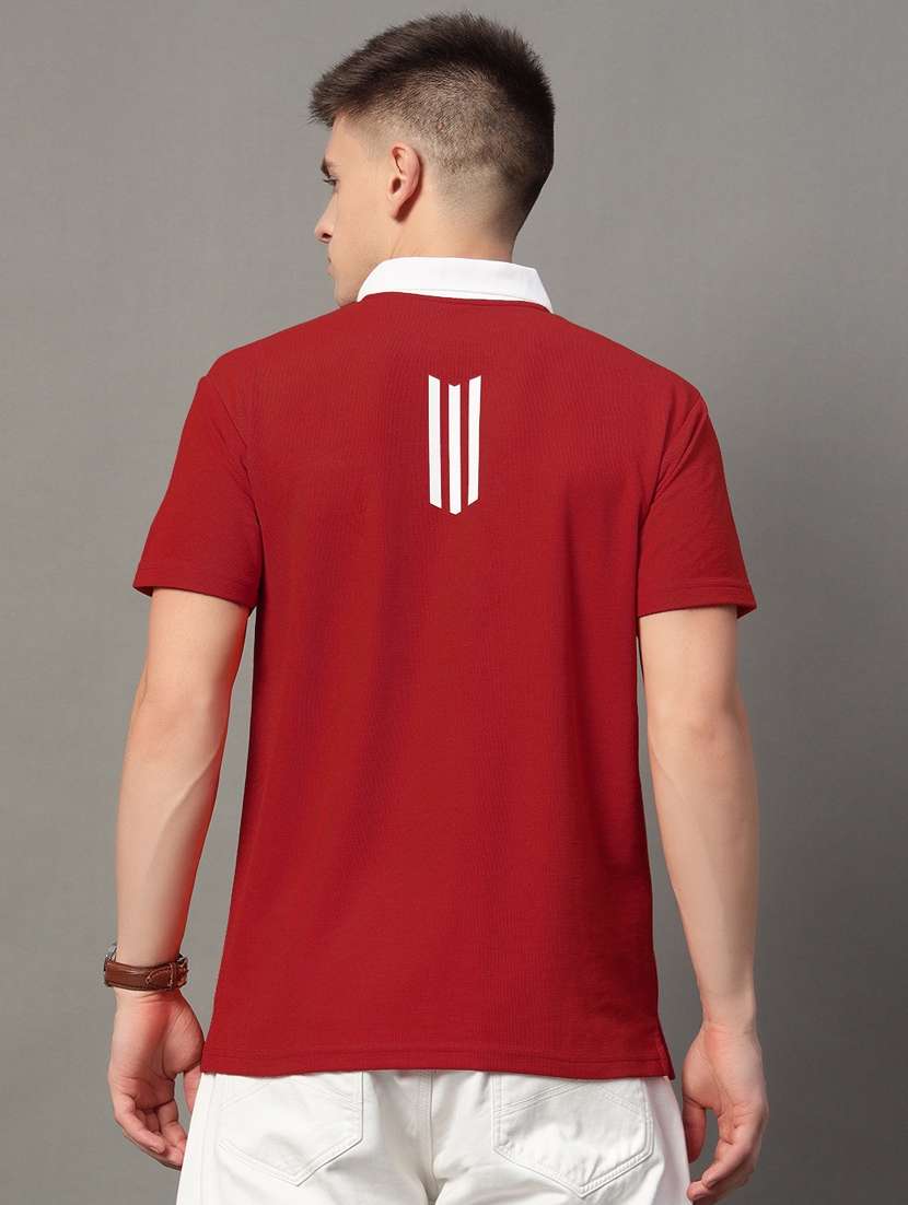 men regular fit back print polo t-shirt