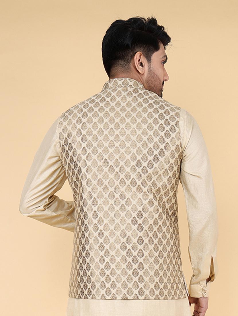 men mandarin neck self design nehru jacket - 21638290 - Standard Image - 3