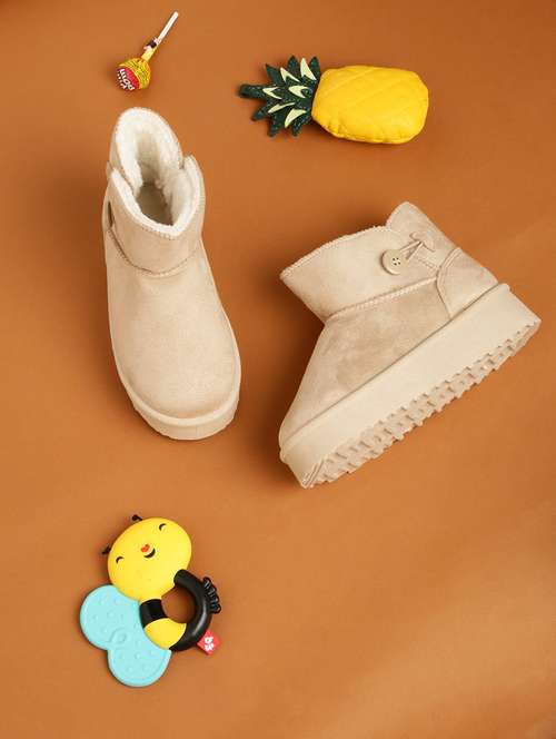 kids beige solid boot