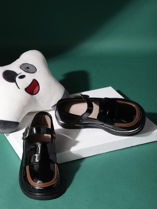 kids black solid leather loafer - 21638313 - Standard Image - 0