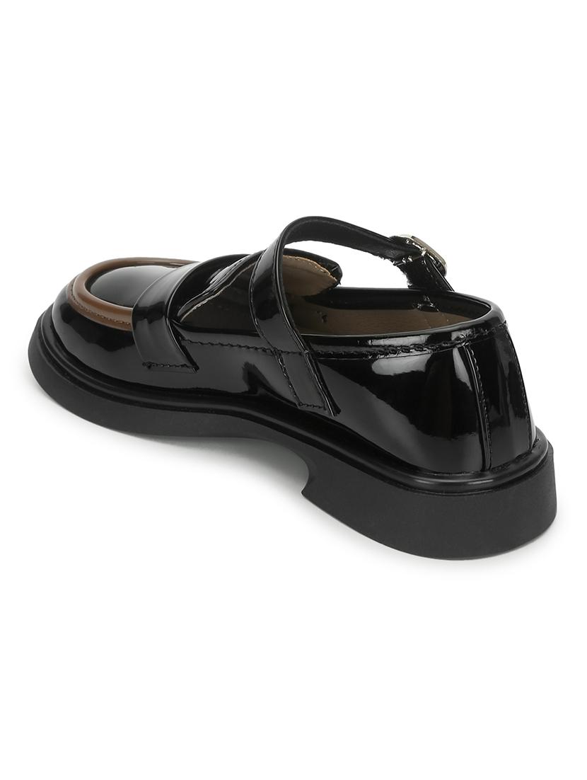 kids black solid leather loafer - 21638313 - Standard Image - 3