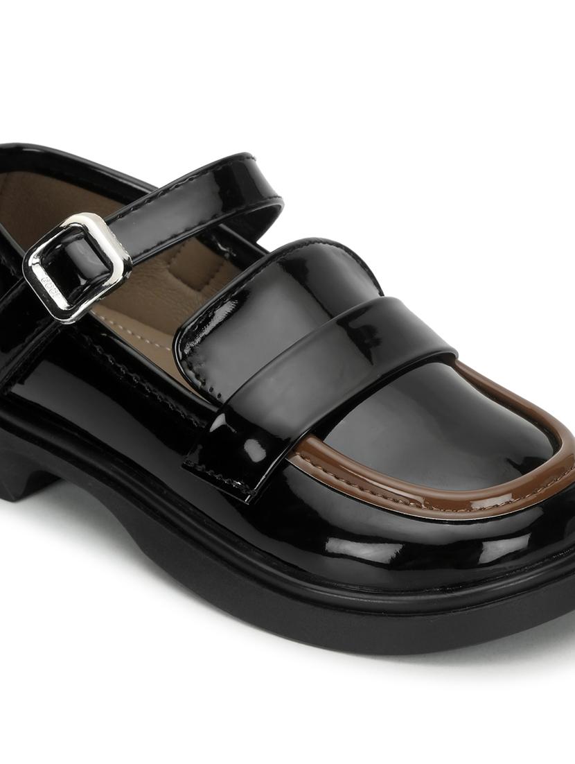 kids black solid leather loafer - 21638313 - Standard Image - 5