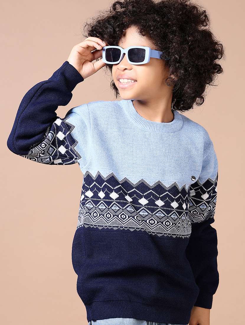 boys self design long sleeve sweater - 21638362 -  Standard Image - 3