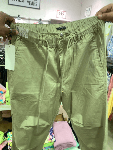 khaki twill casual trousers - 21638379 - Zoom Image - 0