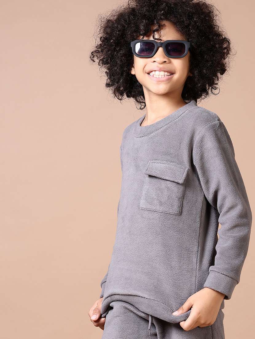 boys grey solid full length sets - 21638382 -  Standard Image - 3