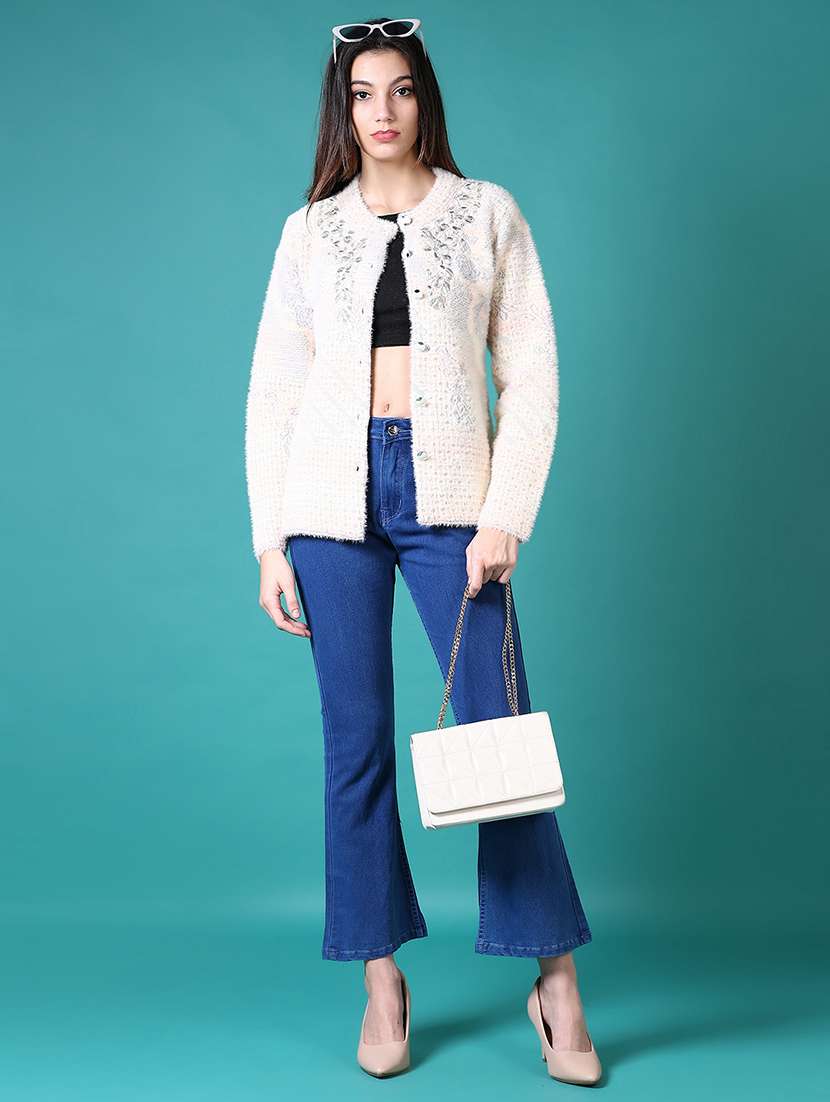 women self design long sleeve cardigan - 21638383 -  Standard Image - 3