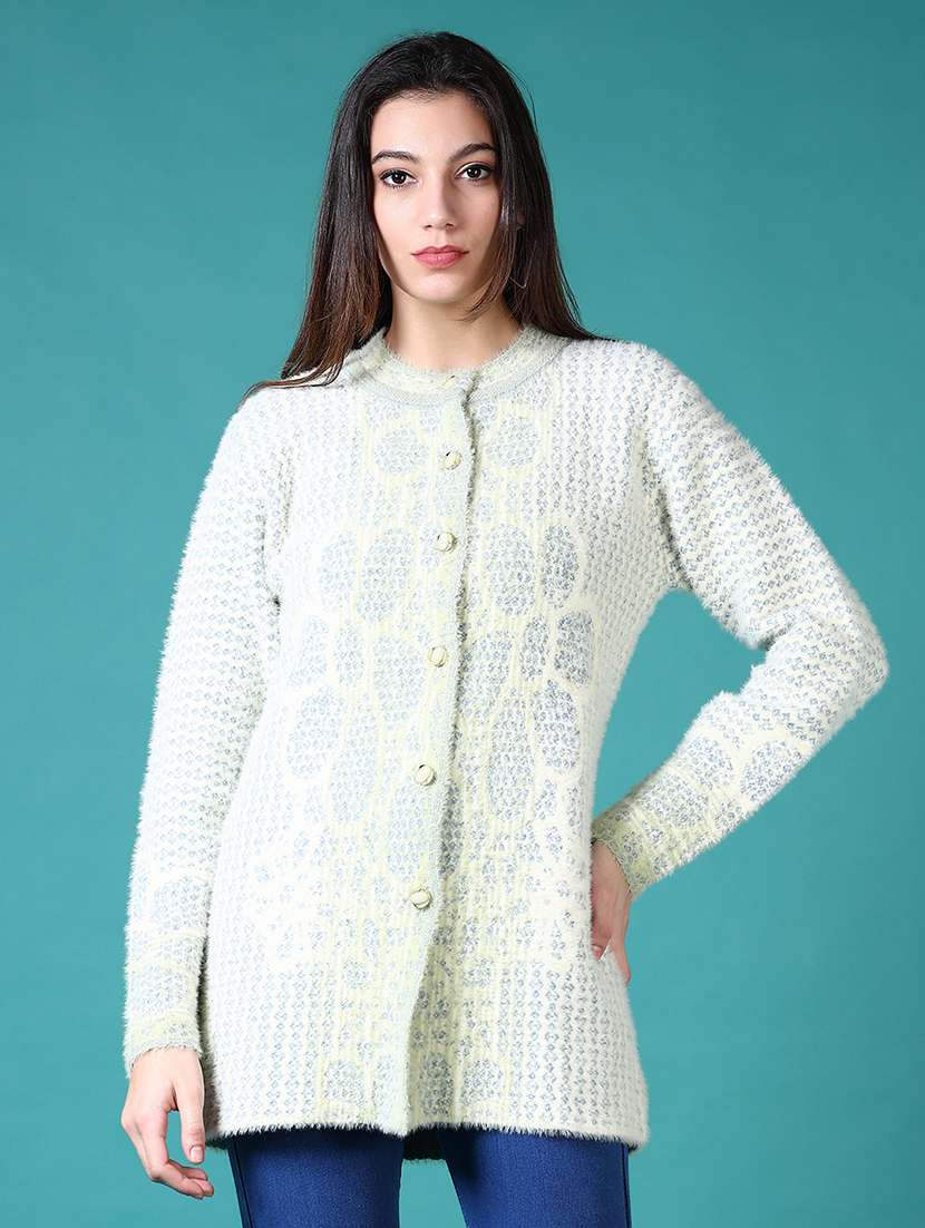 women self design long sleeve cardigan