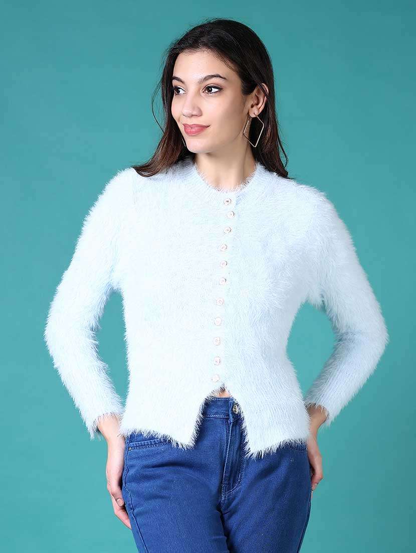 women solid long sleeve cardigan