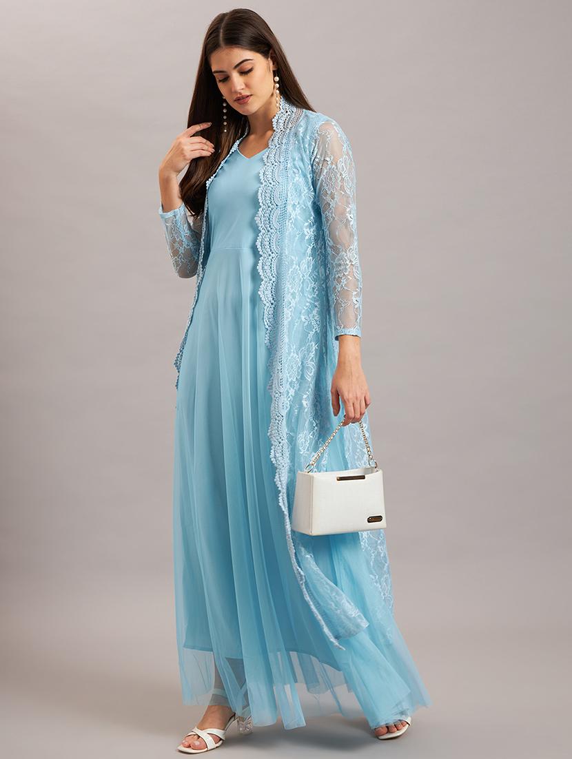 women solid ethnic dress with jacket