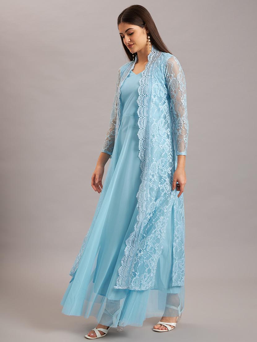 women solid ethnic dress with jacket - 21638514 - Standard Image - 3