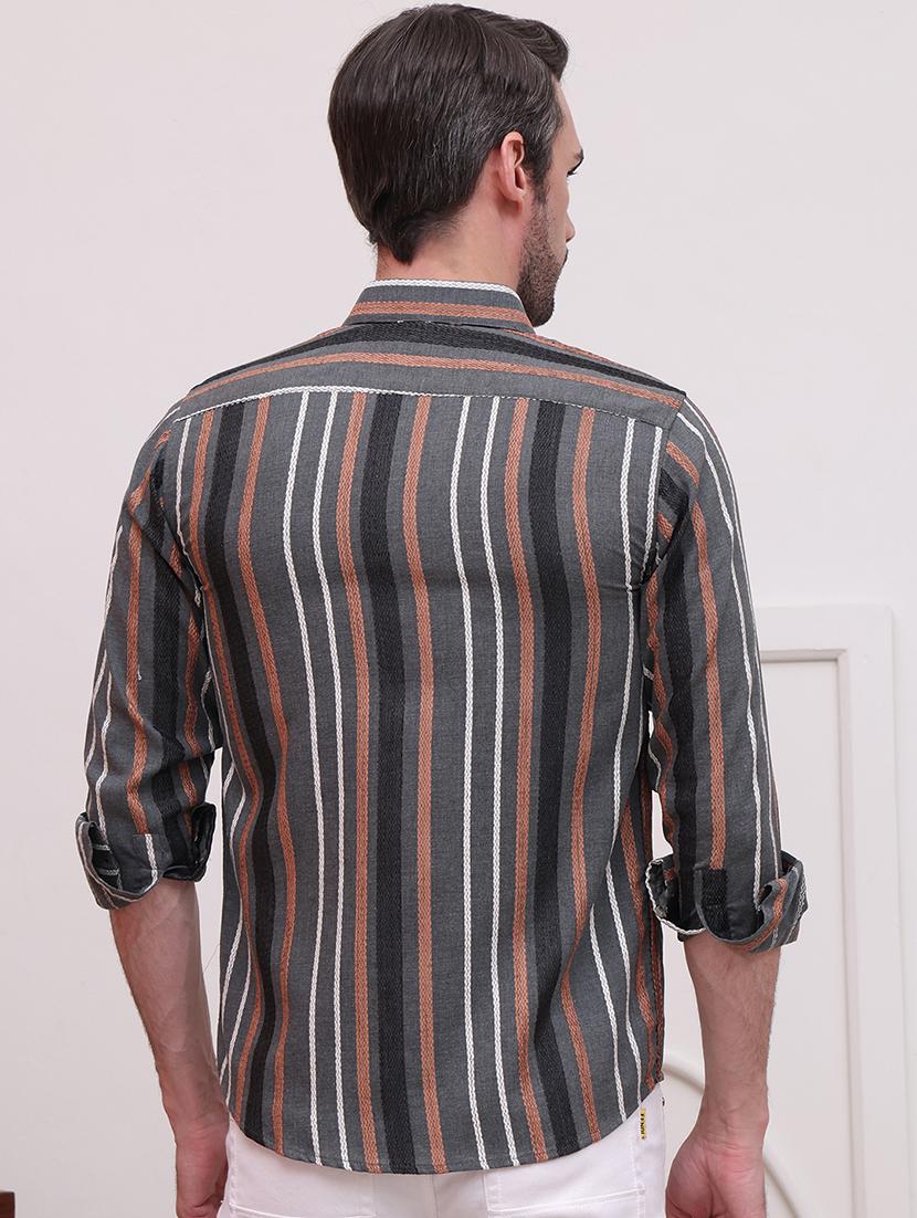 men regular fit striped casual shirt - 21638577 - Standard Image - 3