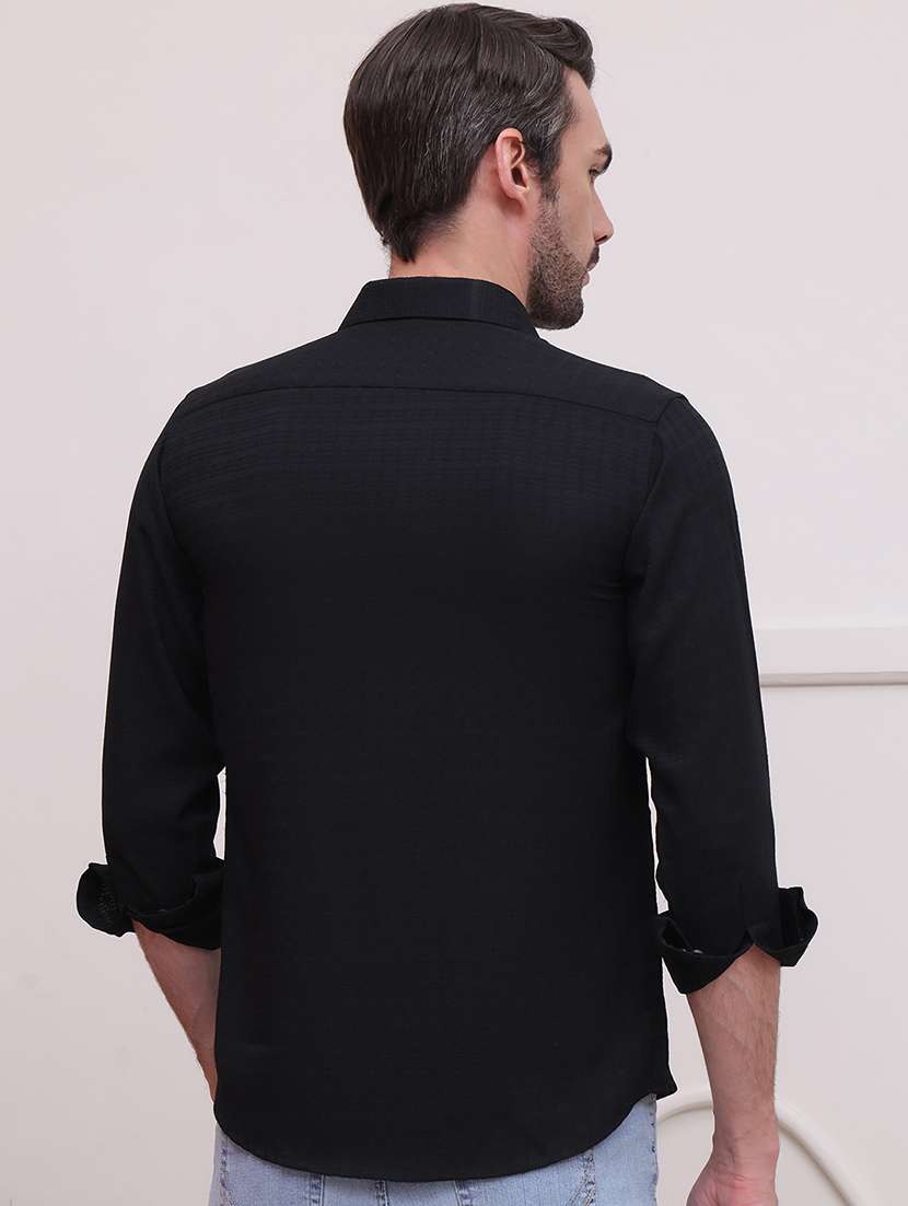 men regular fit self design casual shirt  - 21638584 -  Standard Image - 3