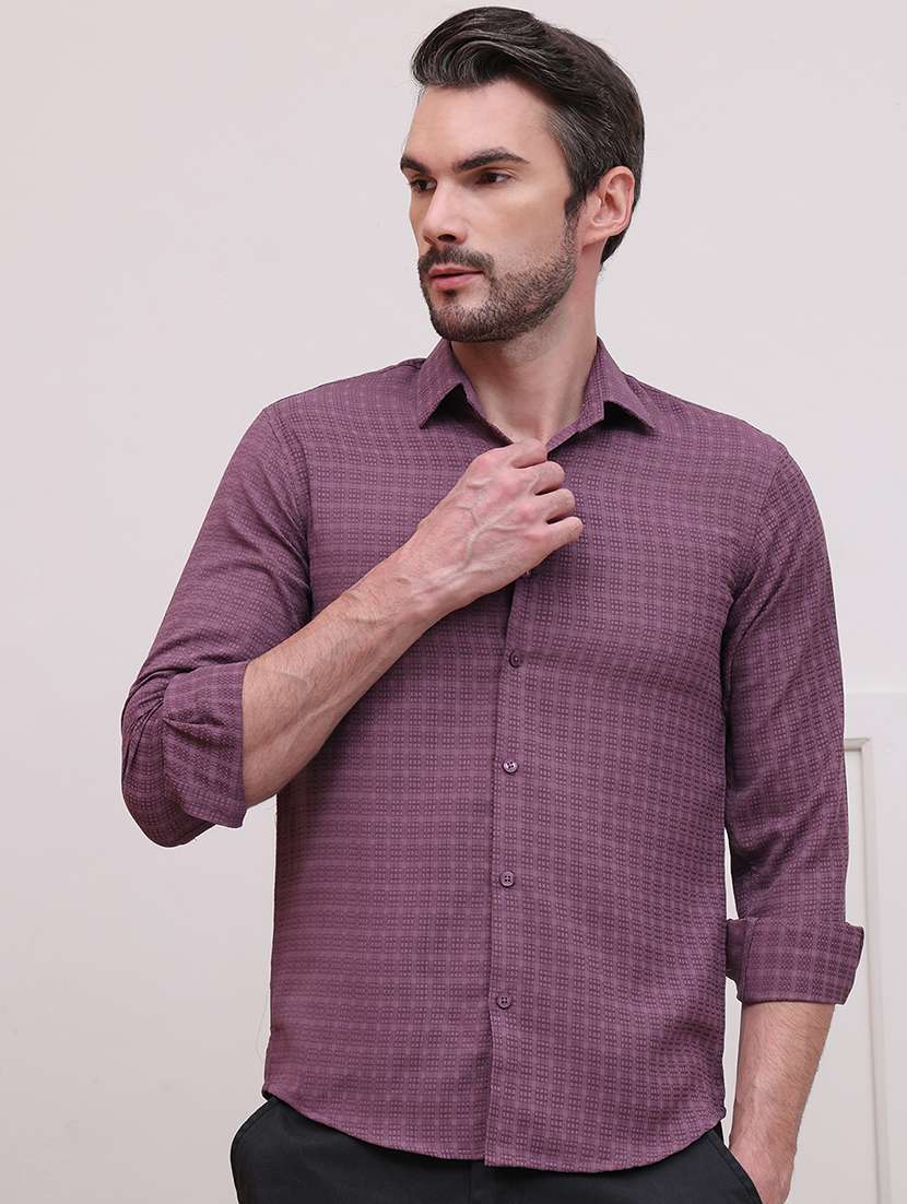 men regular fit textured casual shirt 