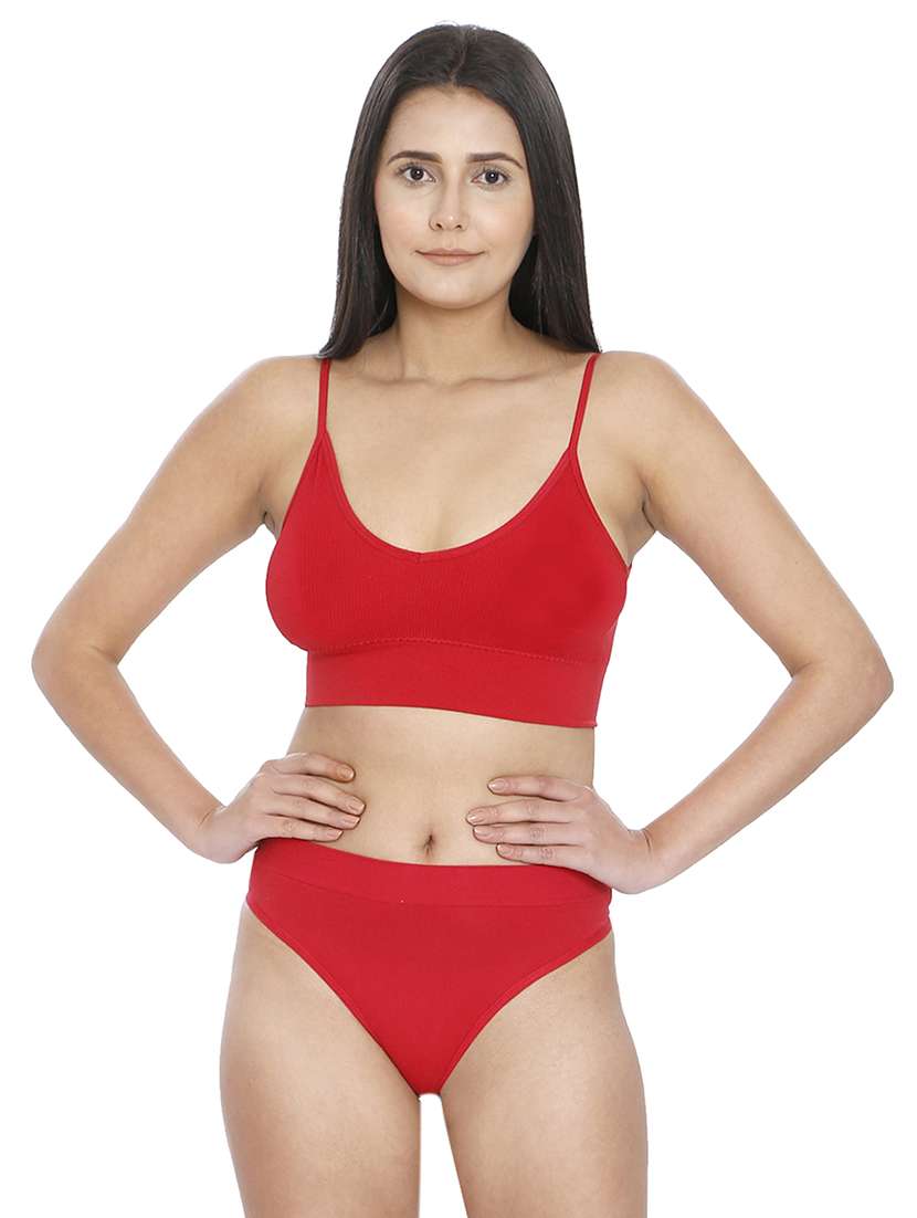 women solid bra and panty set