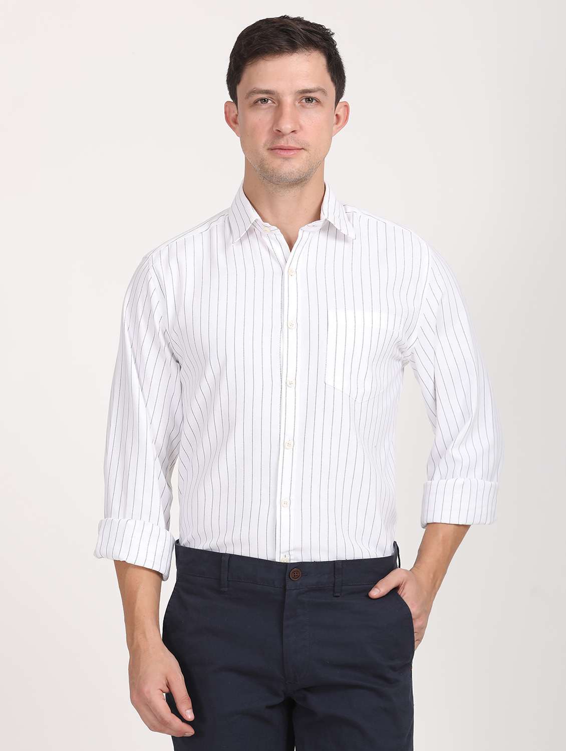men striped regular fit long sleeve formal shirt - 21638642 -  Zoom Image - 0