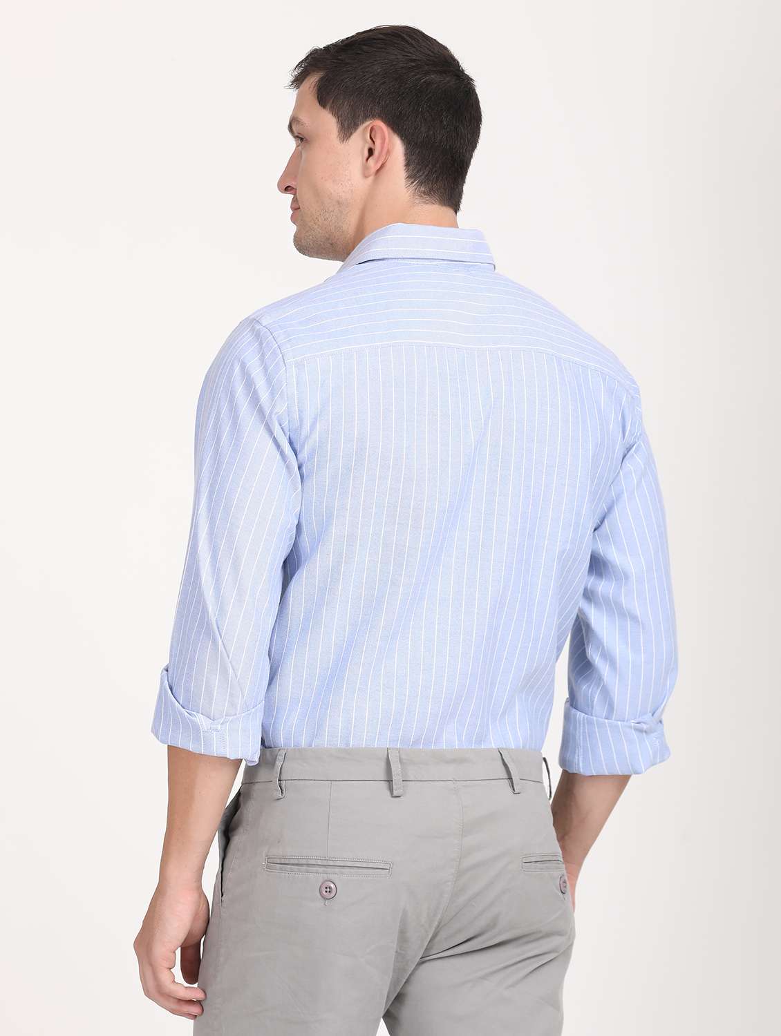 men striped regular fit long sleeve formal shirt - 21638643 - Standard Image - 3