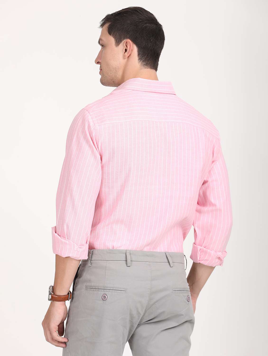 men striped regular fit long sleeve formal shirt - 21638644 -  Standard Image - 3