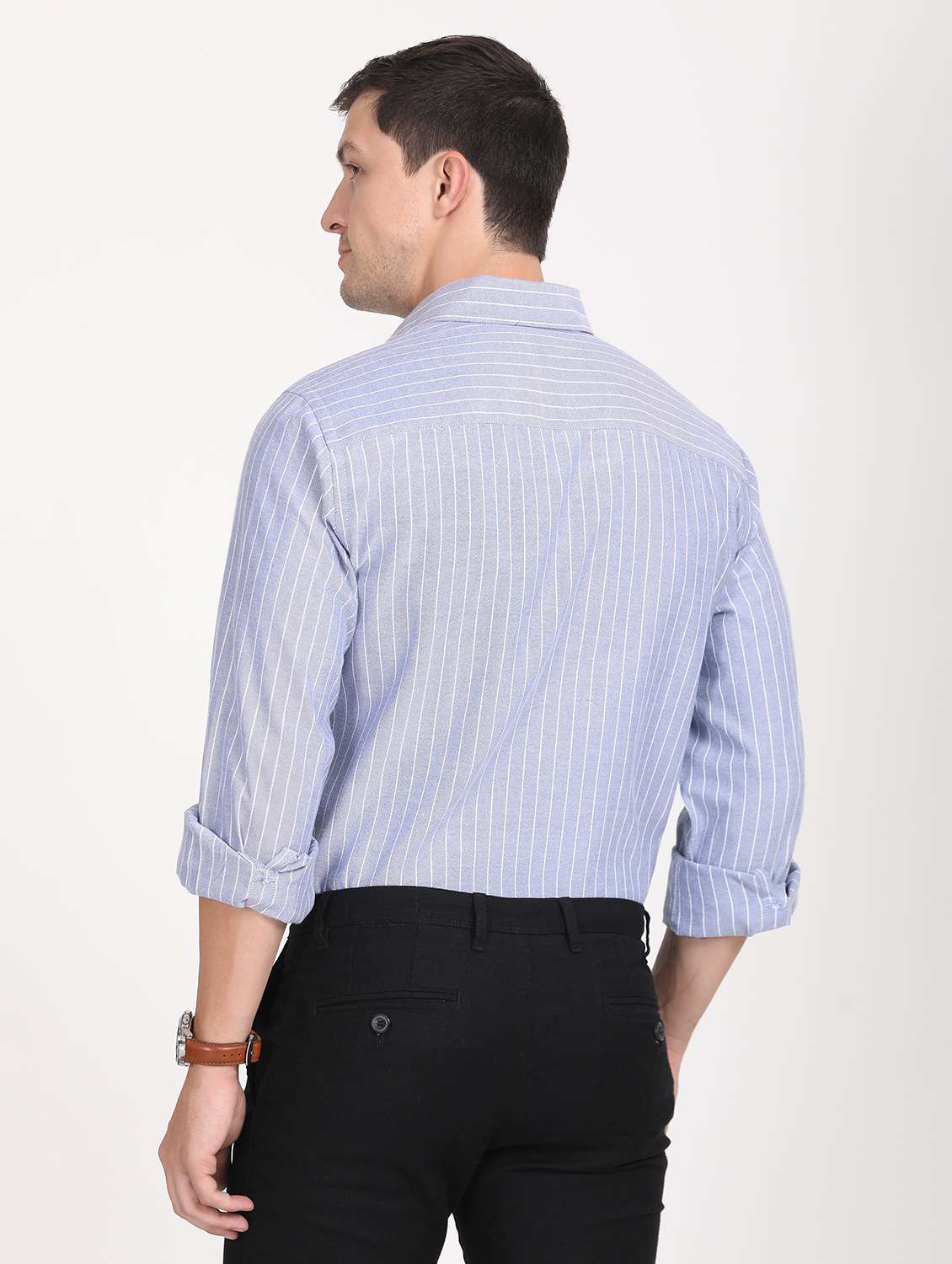 men striped regular fit long sleeve formal shirt - 21638648 -  Standard Image - 3