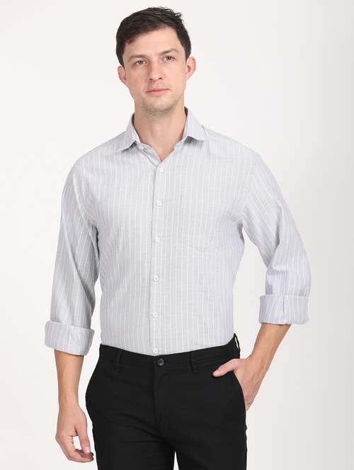 men striped regular fit long sleeve formal shirt - 21638649 - Standard Image - 0
