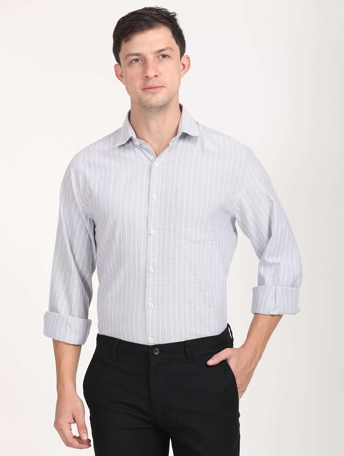 men striped regular fit long sleeve formal shirt - 21638649 - Zoom Image - 0