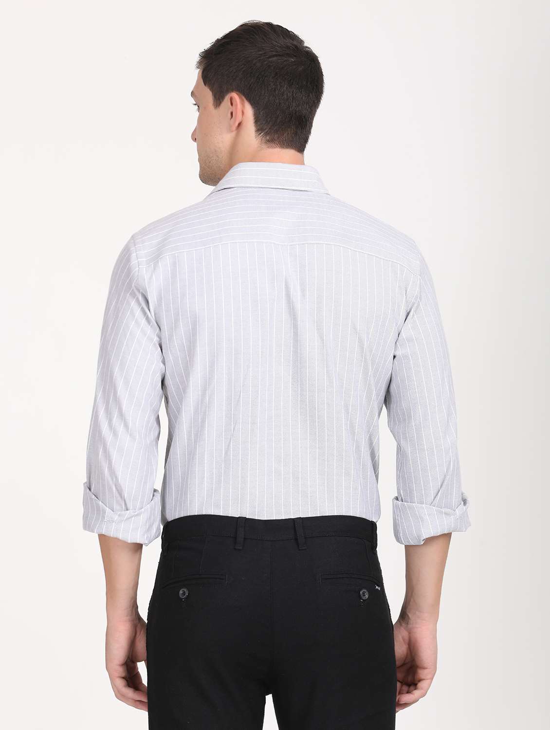 men striped regular fit long sleeve formal shirt - 21638649 - Standard Image - 3