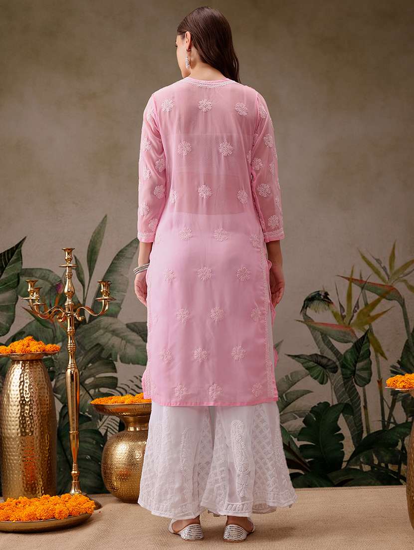 women three three quarter sleeve kurta palazzo set - 21638663 - Standard Image - 3