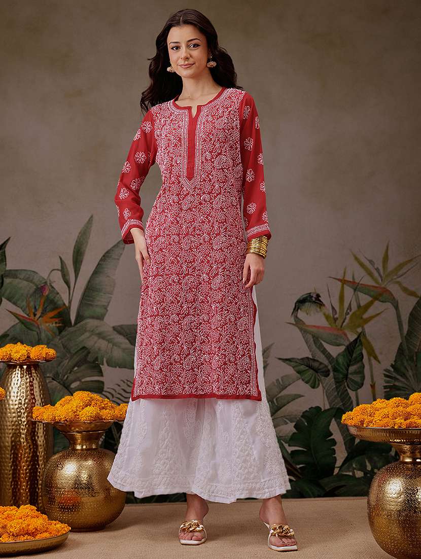 women three three quarter sleeve kurta palazzo set 