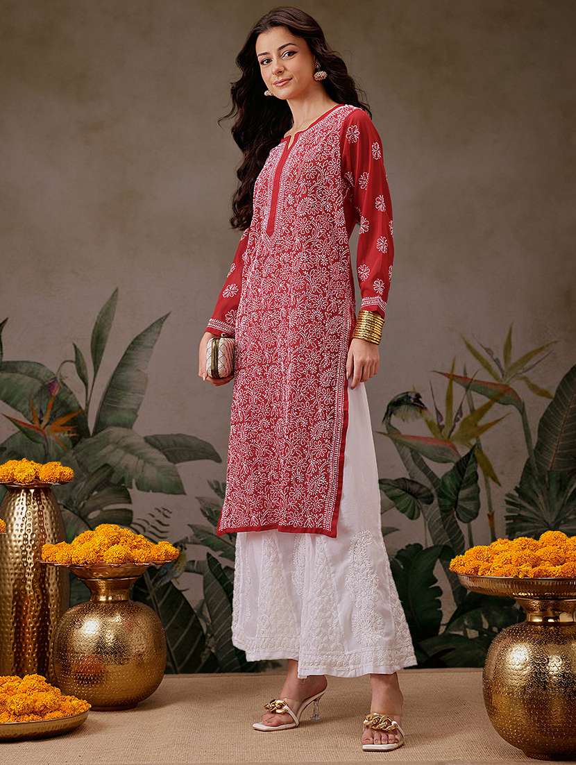 women three three quarter sleeve kurta palazzo set - 21638664 - Standard Image - 3