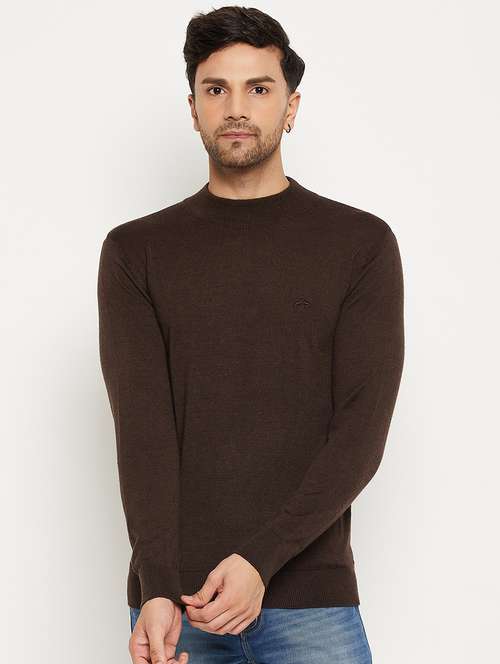 men slim fit solid long sleeve woolen pullover - 21638700 - Standard Image - 0