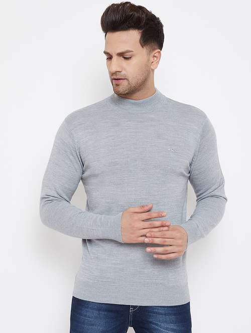 men slim fit solid long sleeve woolen pullover - 21638704 -  Standard Image - 0