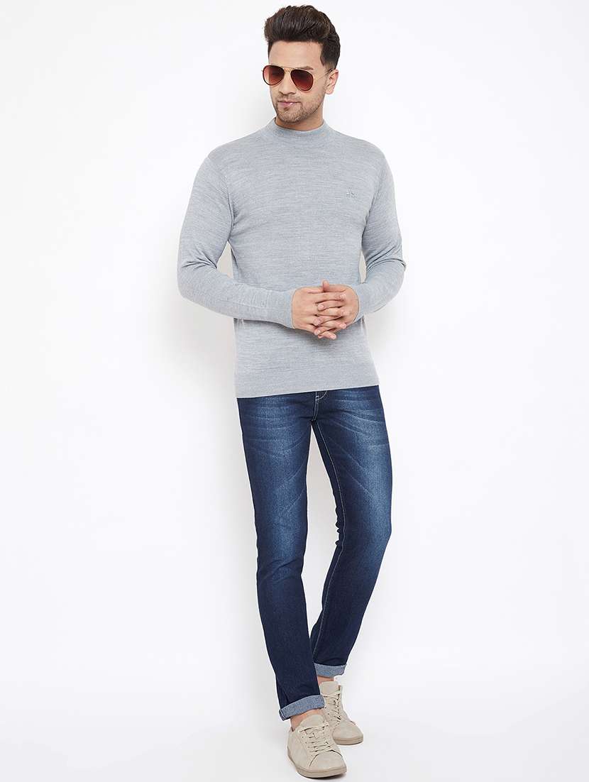 men slim fit solid long sleeve woolen pullover - 21638704 -  Standard Image - 3