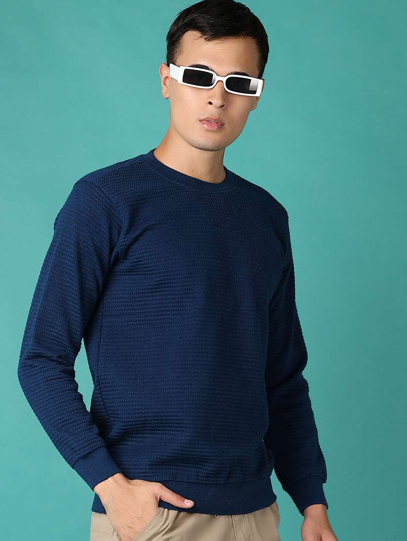 men self design long sleeve regular fit pullover - 21638791 -  Zoom Image - 0