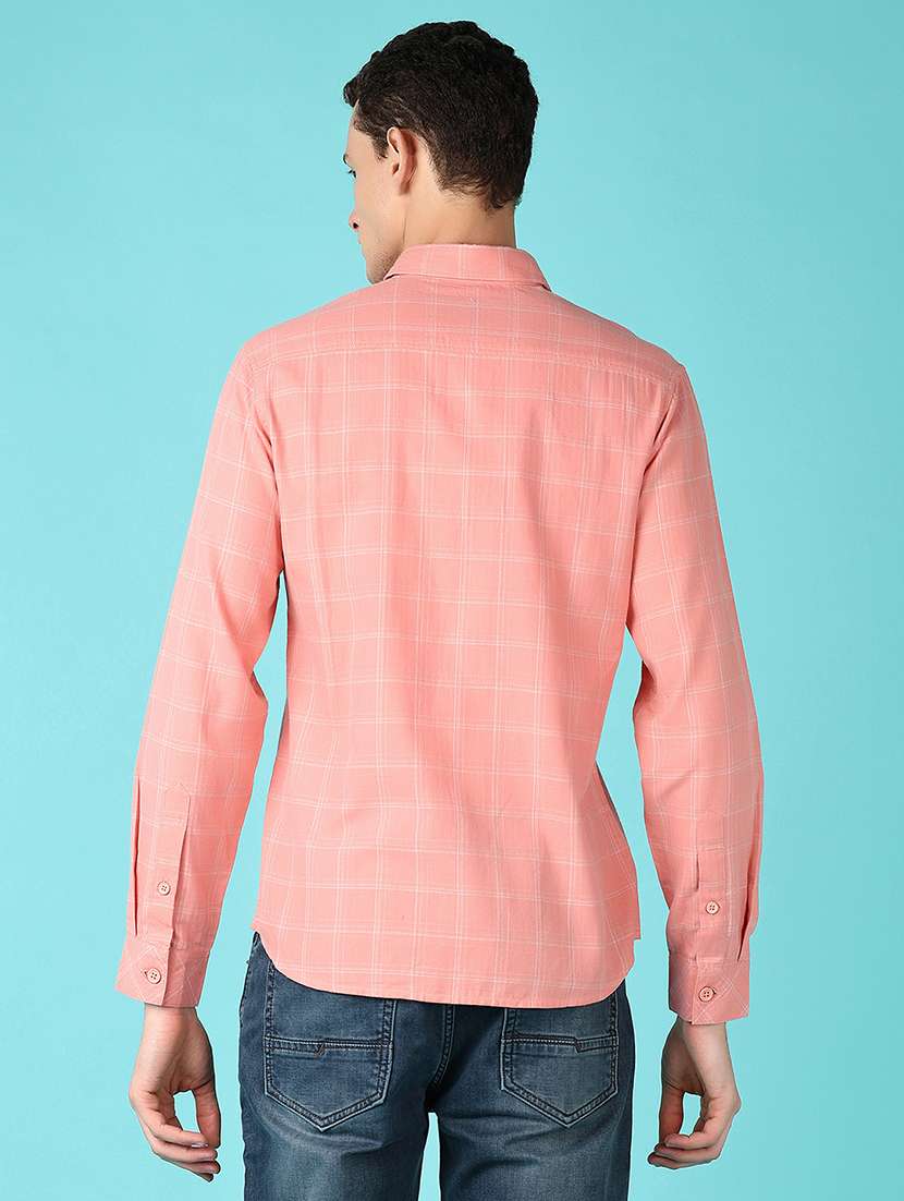 men long sleeves checkered casual shirt - 21638800 -  Standard Image - 3