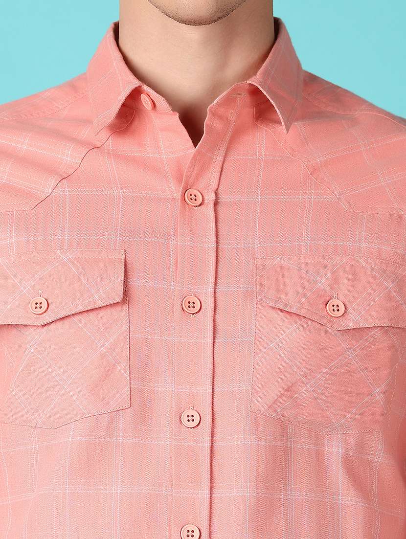 men long sleeves checkered casual shirt - 21638800 -  Standard Image - 5