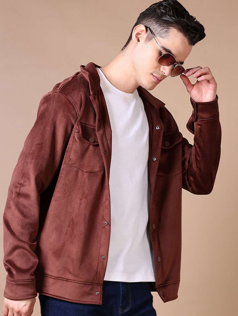 men solid long sleeve shacket - 21638812 -  Standard Image - 3