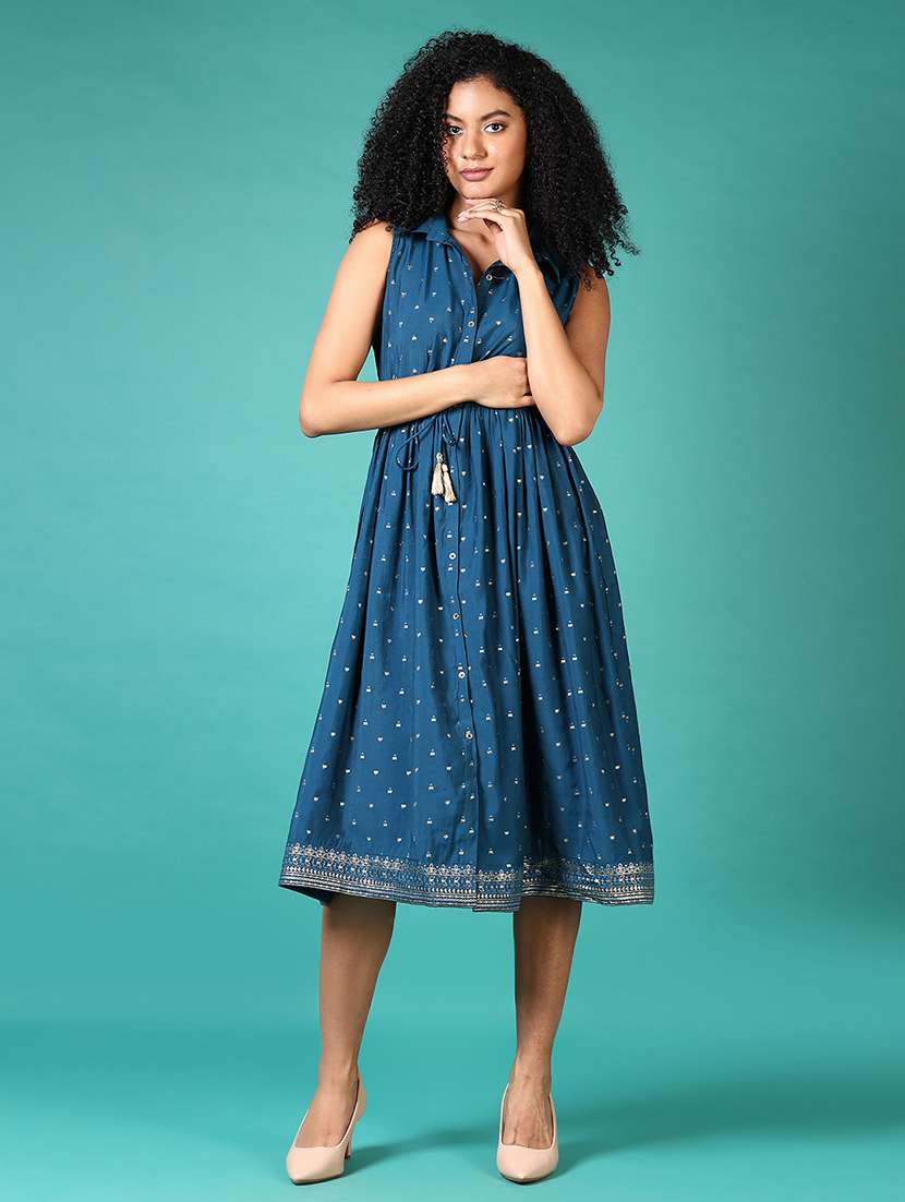 women self design a-line sleeveless ethnic dress