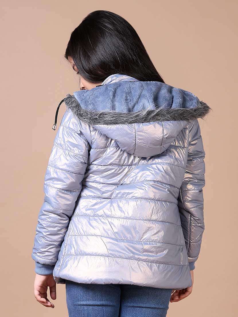 girls solid long sleeve quilted jacket - 21638841 -  Standard Image - 3