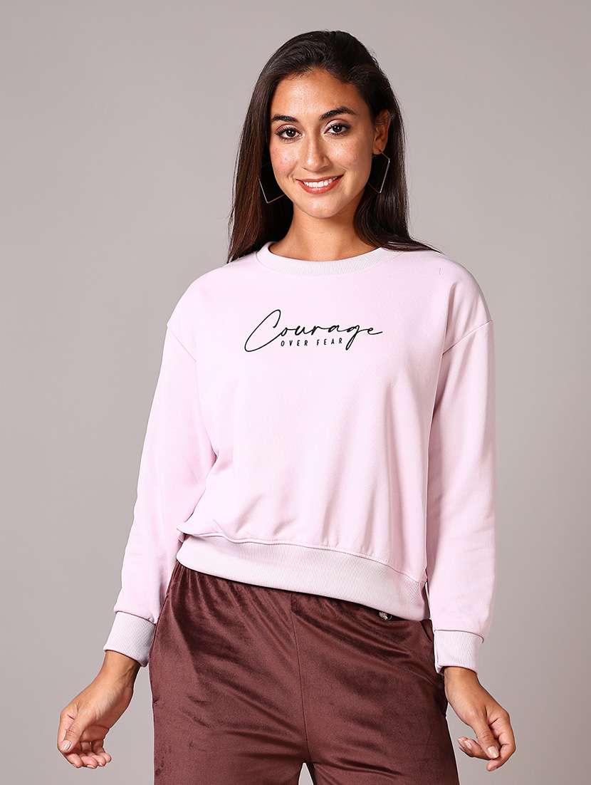 women chest print long sleeves sweatshirt