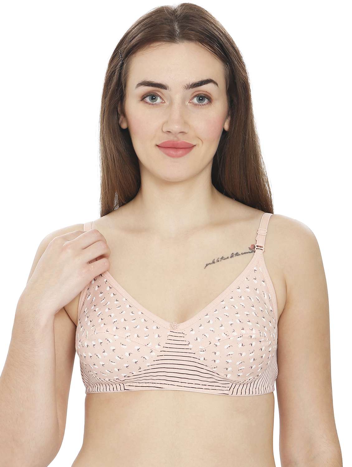 women printed cotton blend regular bra