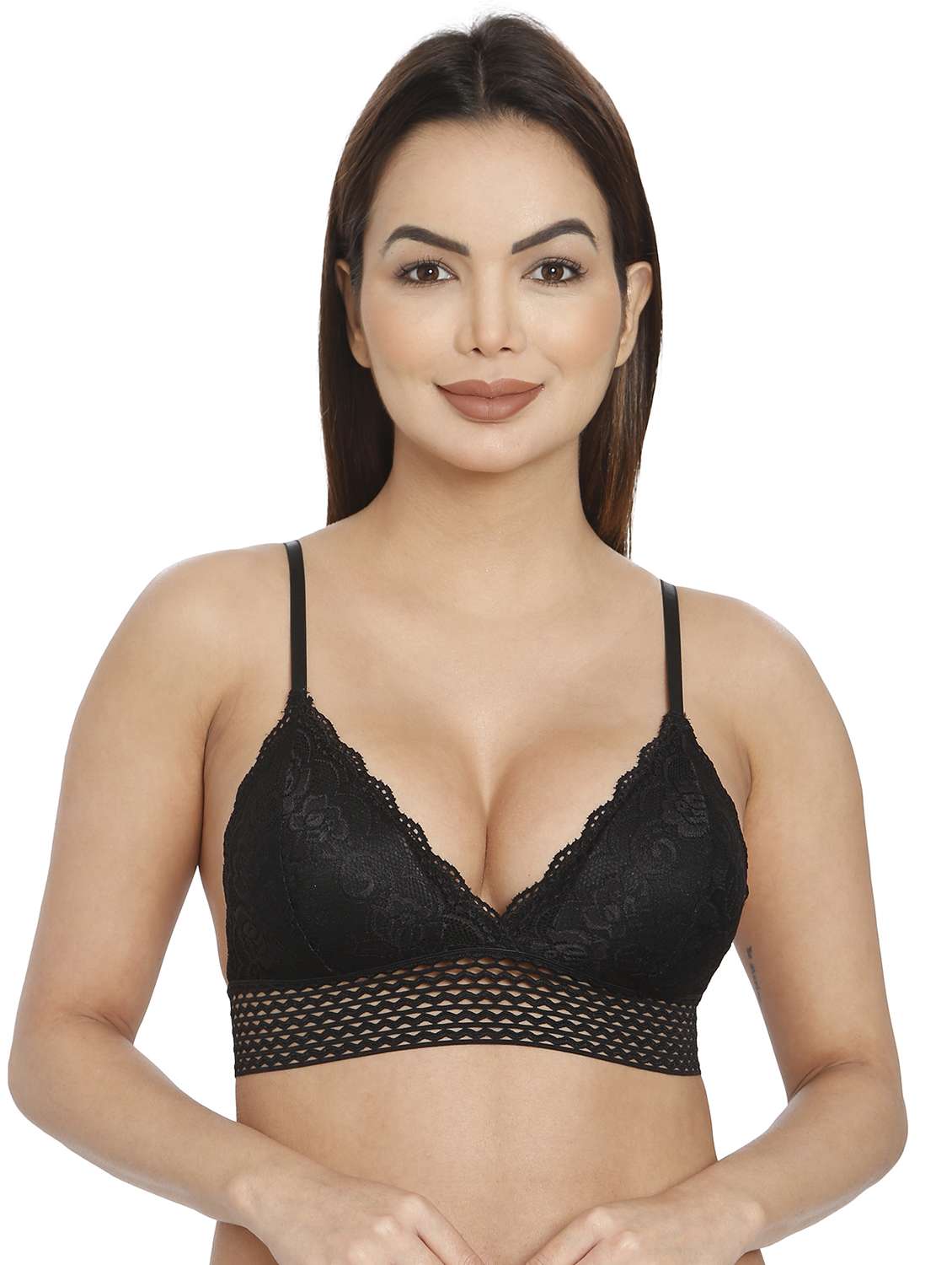 women black nylon regular bra