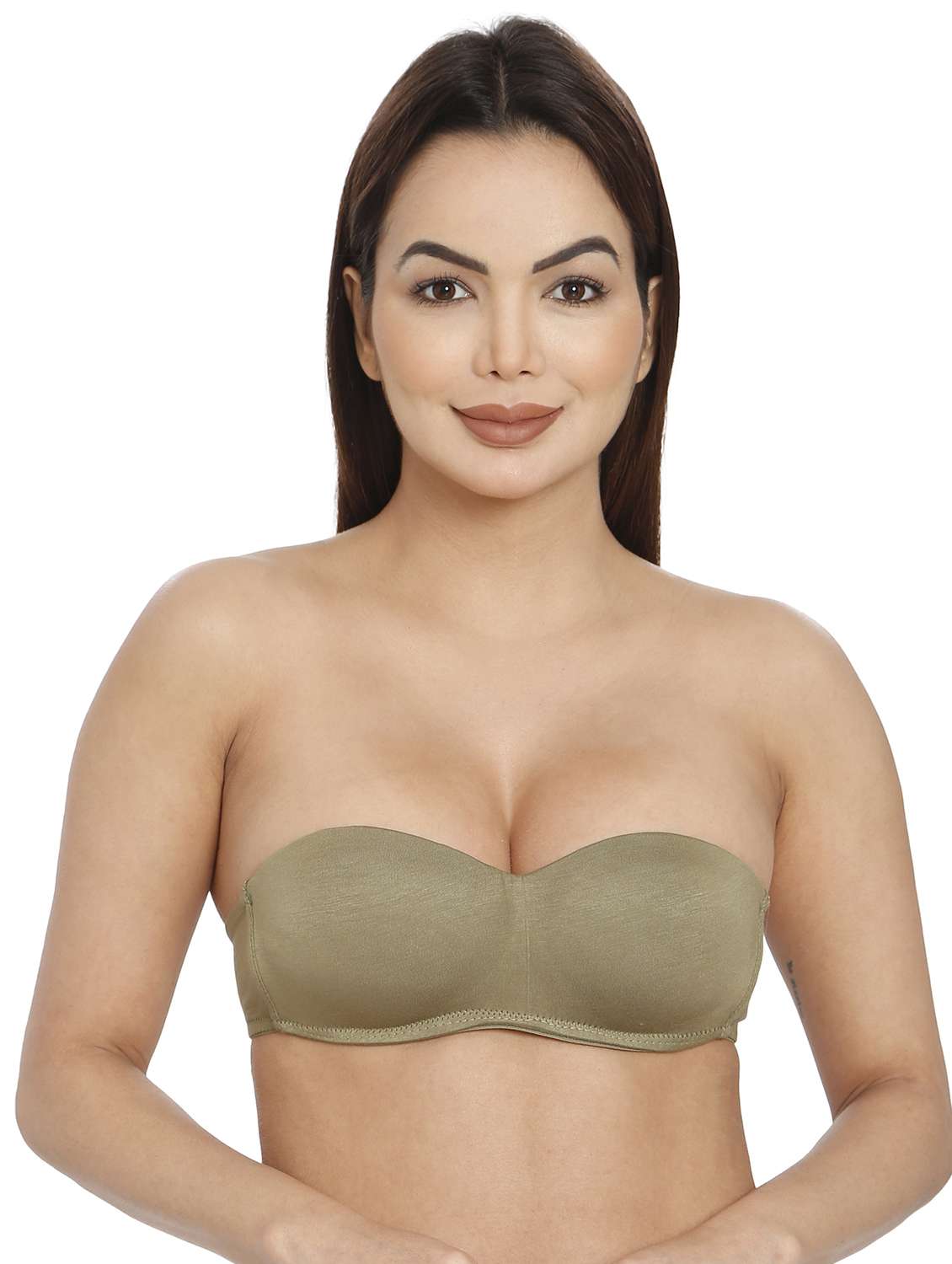women olive green modal balconette bra