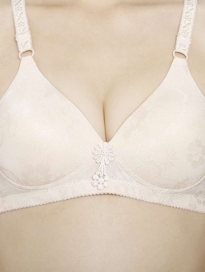 women beige cotton blend t-shirt bra - 21638901 -  Standard Image - 3