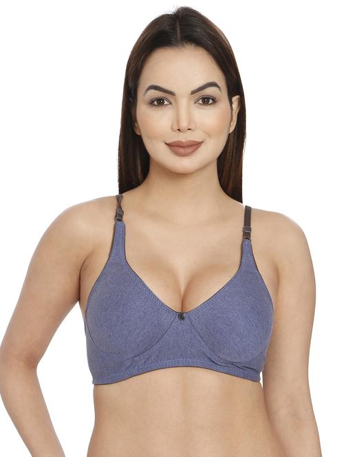 women blue cotton blend regular bra - 21638918 - Standard Image - 0