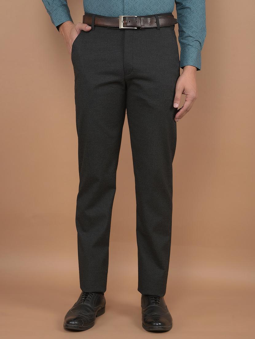 men solid mid rise chinos formal trouser