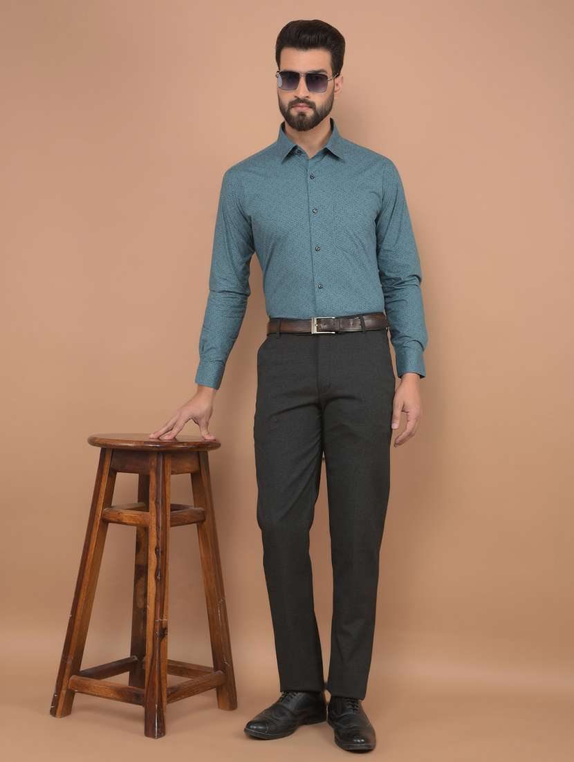 men slim fit printed long sleeve formal shirt - 21639038 -  Standard Image - 5