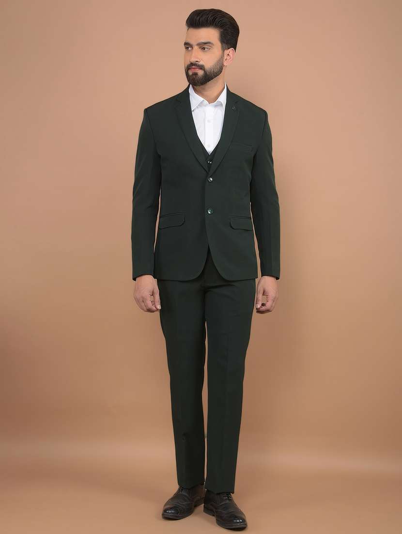men solid 3-piece formal suit