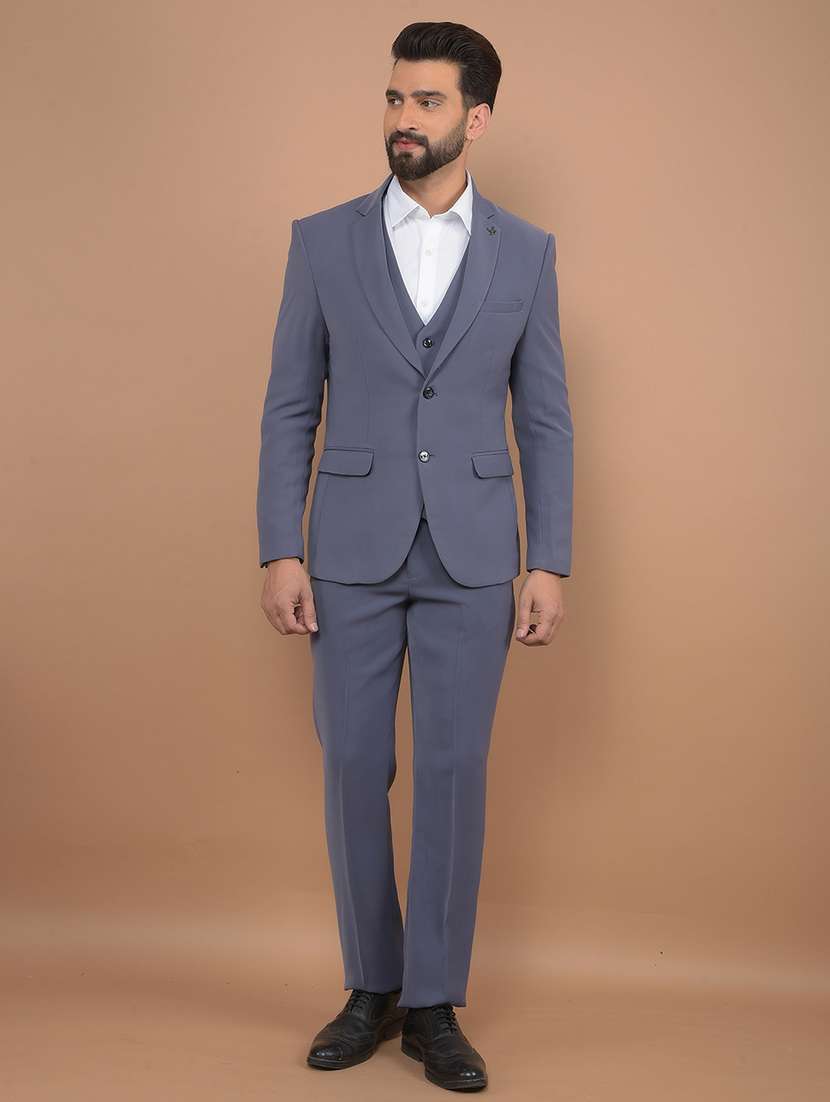 men solid 3-piece formal suit