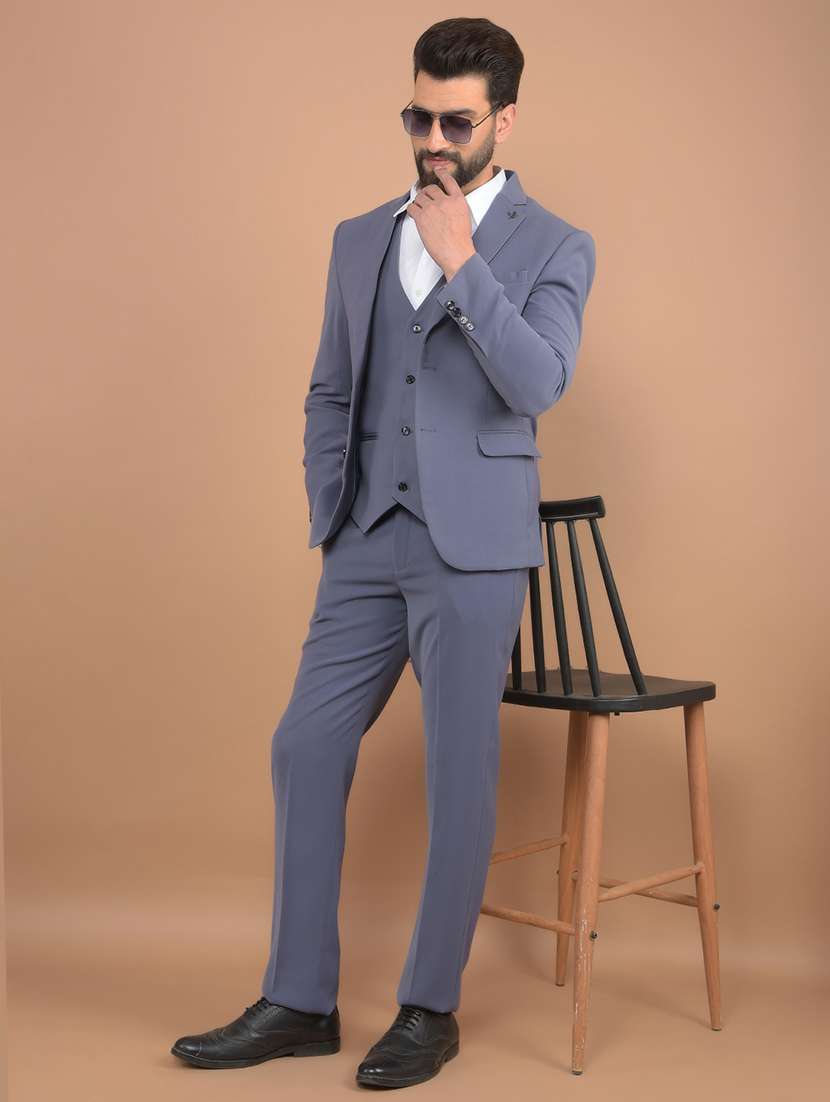 men solid 3-piece formal suit - 21639049 -  Standard Image - 3