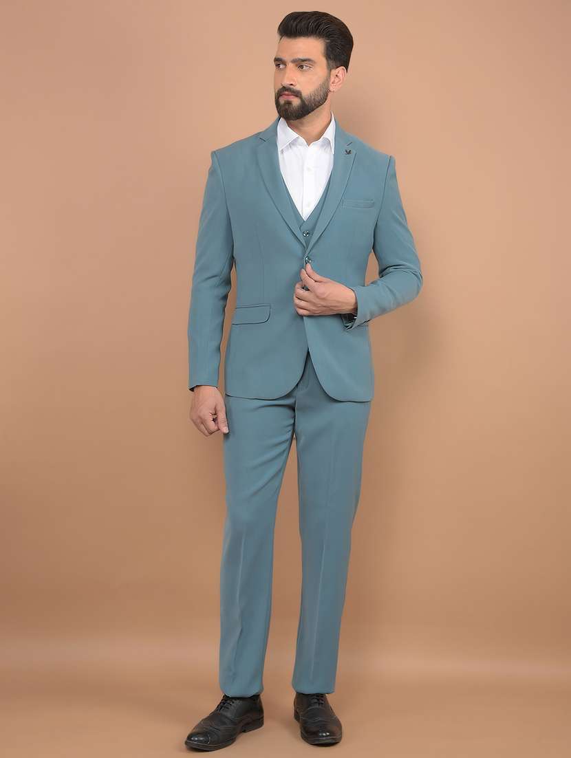 men solid 3-piece formal suit